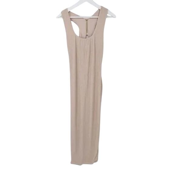 NWT Rumer Rosa Sleeveless Scoop Neck Maxi Dress Open Back Side Split Nude XL - Picture 14 of 16